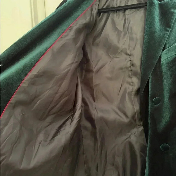 Vintage Emerald Green Velour Blazer - Size L - Picture 4 of 9